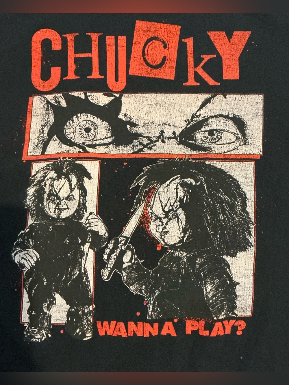 Chucky Wanna Play Horror Movie Graphic T-Shirt Black Men’s-Size Small/Vintage - Picture 6 of 7